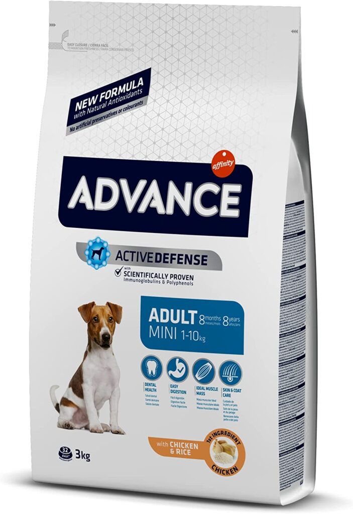 COMIDA SECA PARA PERROS. Advance Mini Adult con Pollo y Arroz 3kg